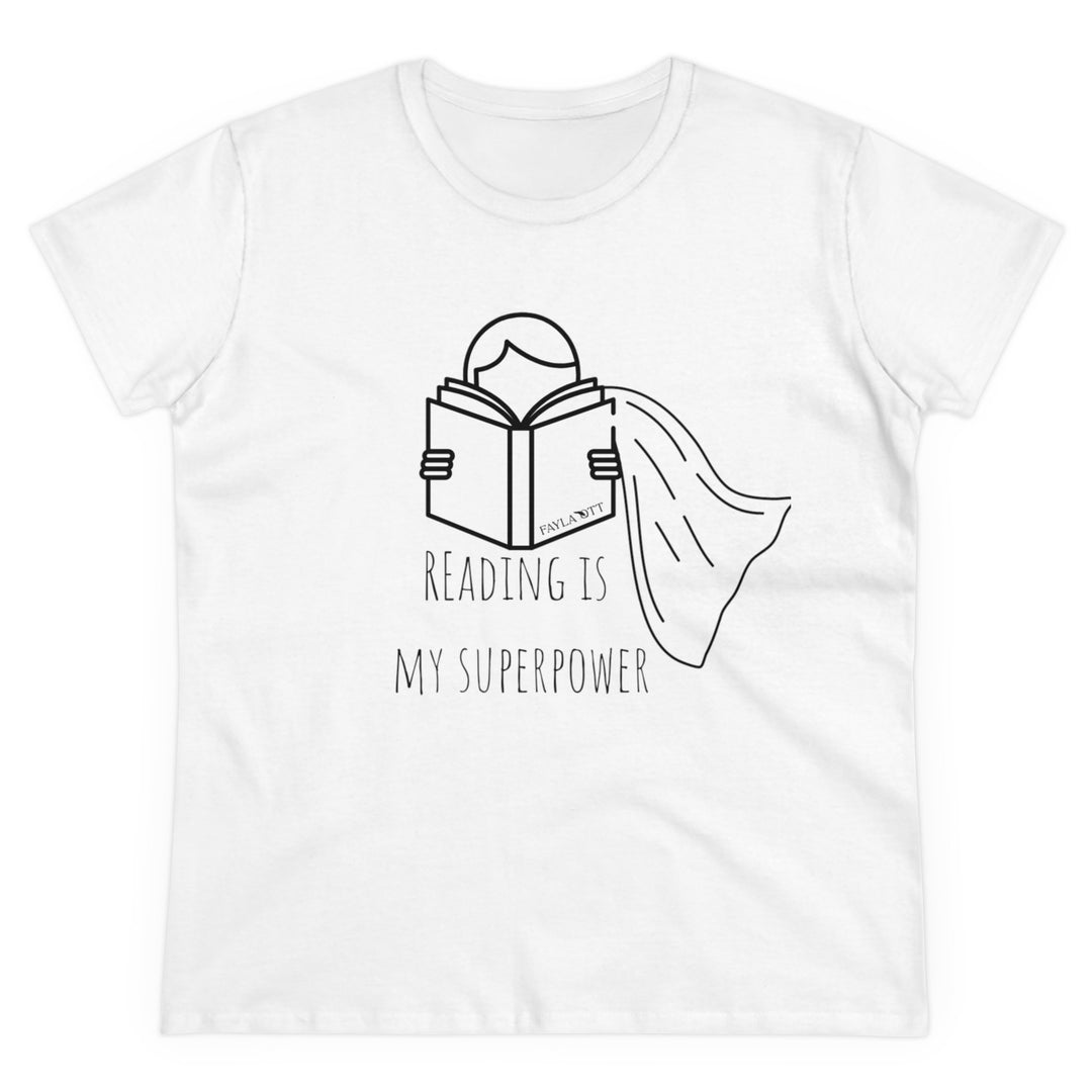 Reading Is My Superpower Women's Midweight Cotton Tee
