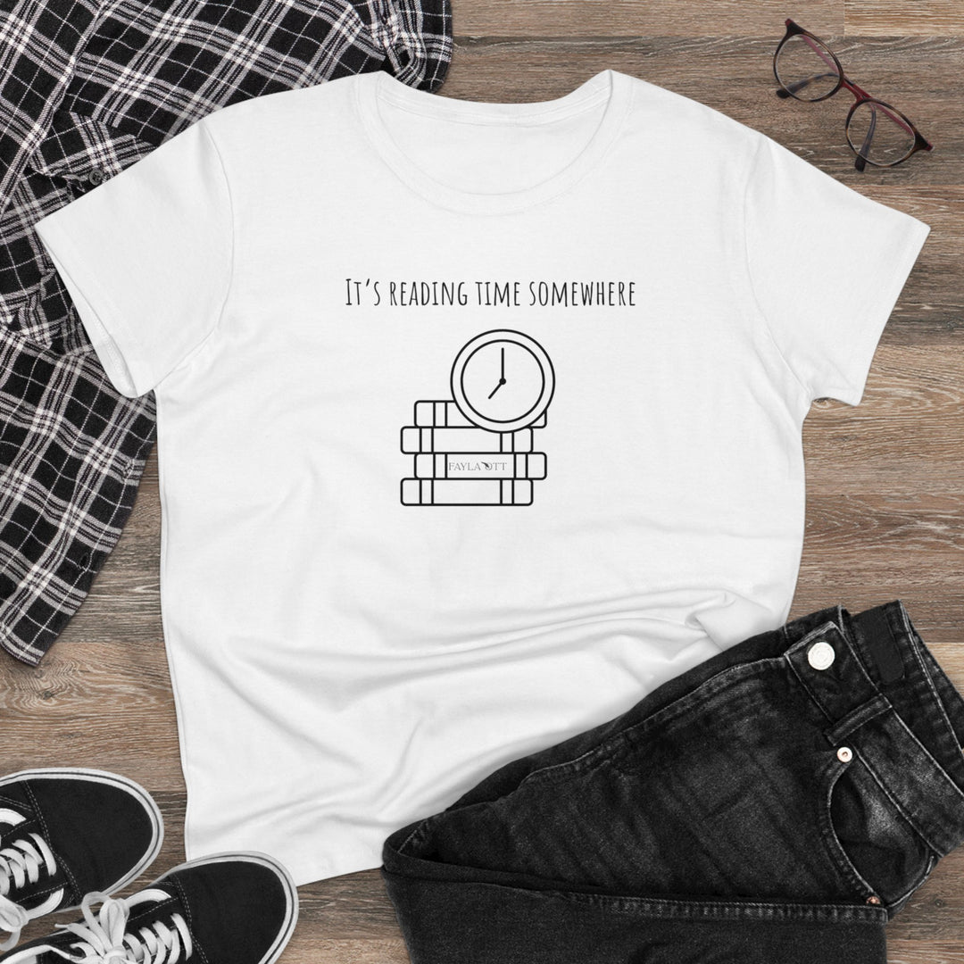 It's Reading Time Somewhere Women's Midweight Cotton Tee