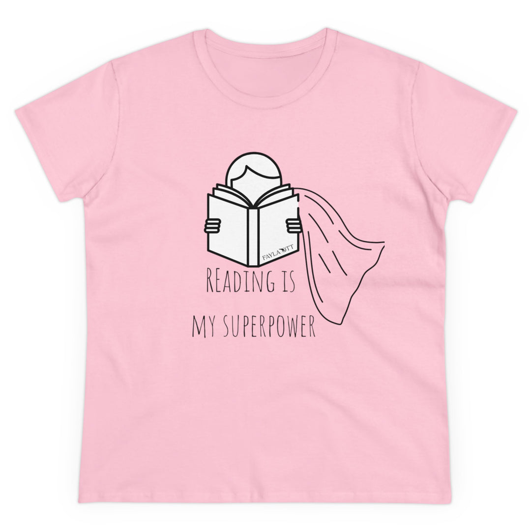 Reading Is My Superpower Women's Midweight Cotton Tee
