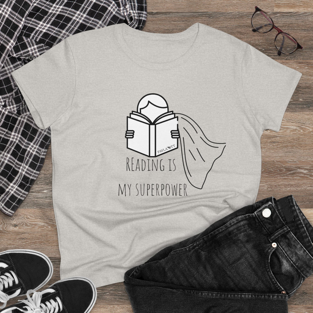 Reading Is My Superpower Women's Midweight Cotton Tee