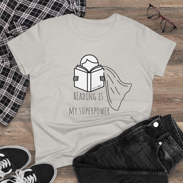 Reading Is My Superpower Women's Midweight Cotton Tee
