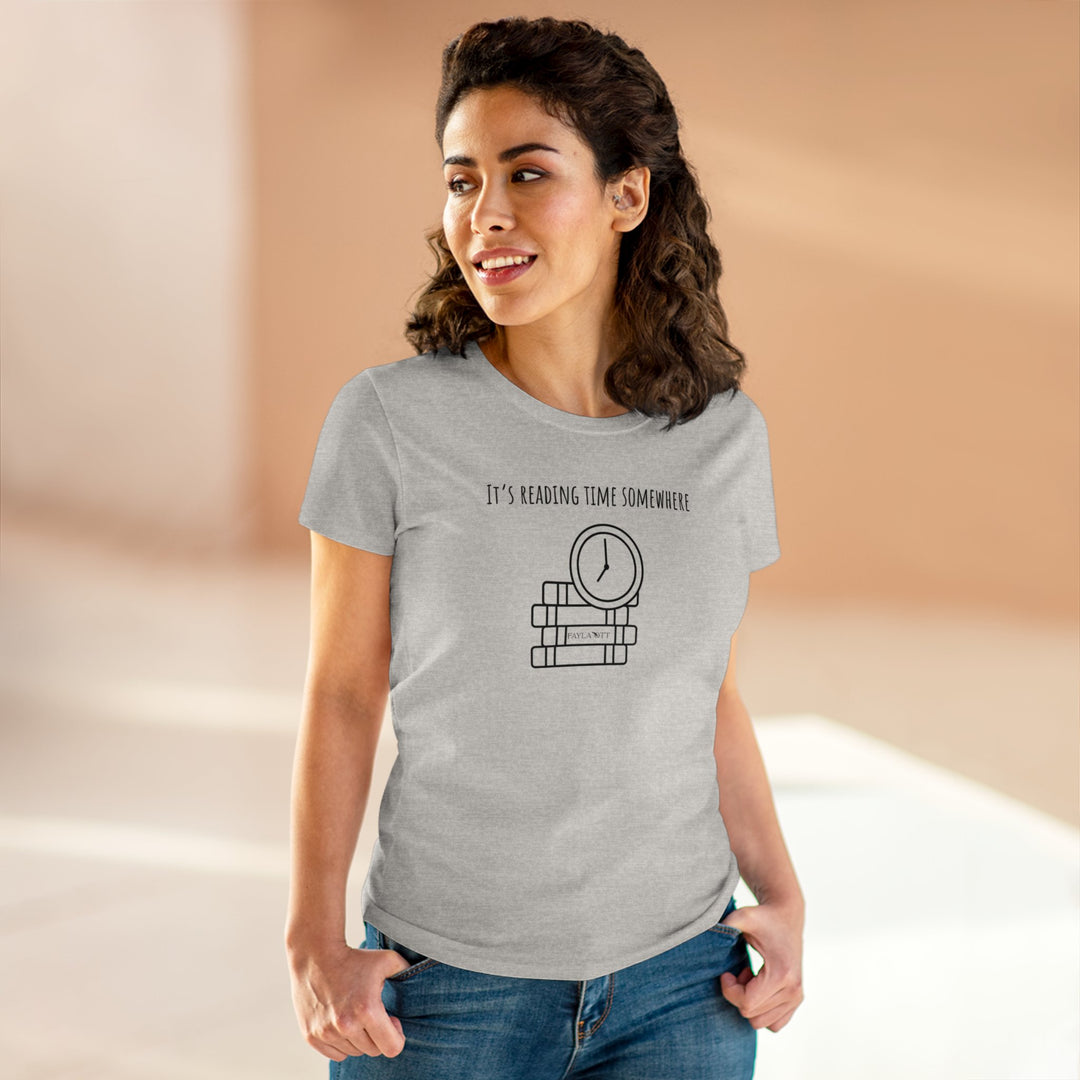 It's Reading Time Somewhere Women's Midweight Cotton Tee