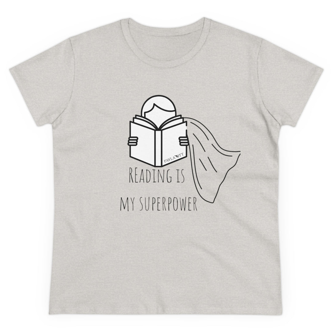 Reading Is My Superpower Women's Midweight Cotton Tee