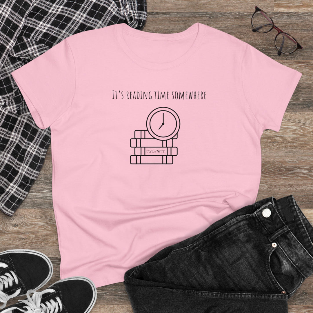 It's Reading Time Somewhere Women's Midweight Cotton Tee