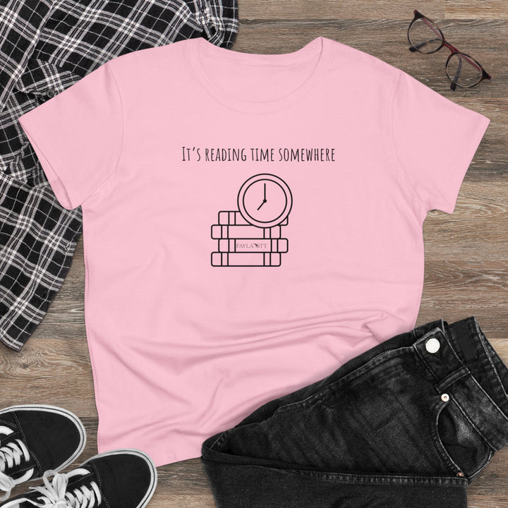 It's Reading Time Somewhere Women's Midweight Cotton Tee