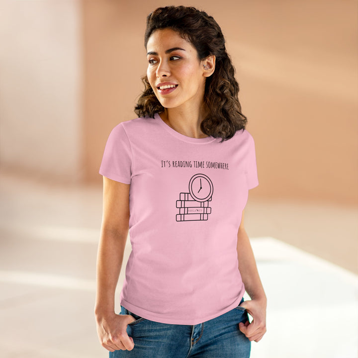 It's Reading Time Somewhere Women's Midweight Cotton Tee