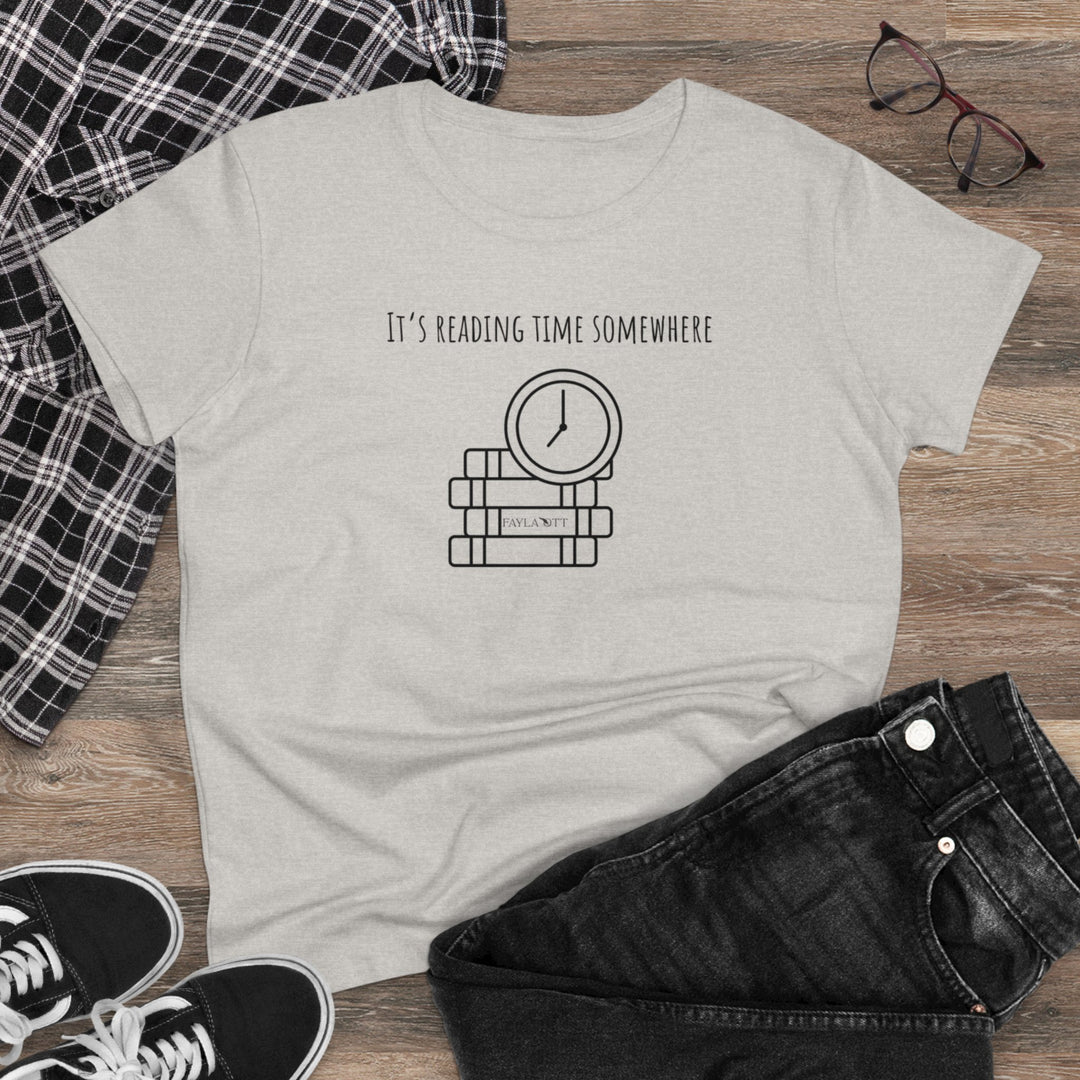 It's Reading Time Somewhere Women's Midweight Cotton Tee