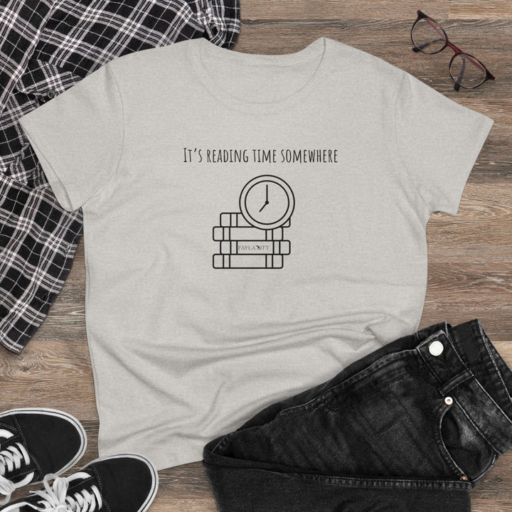 It's Reading Time Somewhere Women's Midweight Cotton Tee