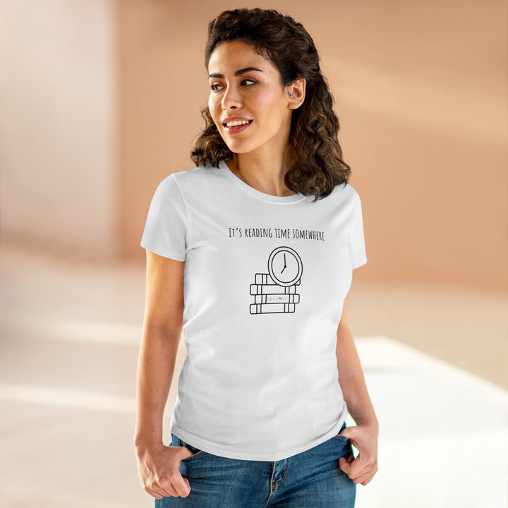 It's Reading Time Somewhere Women's Midweight Cotton Tee