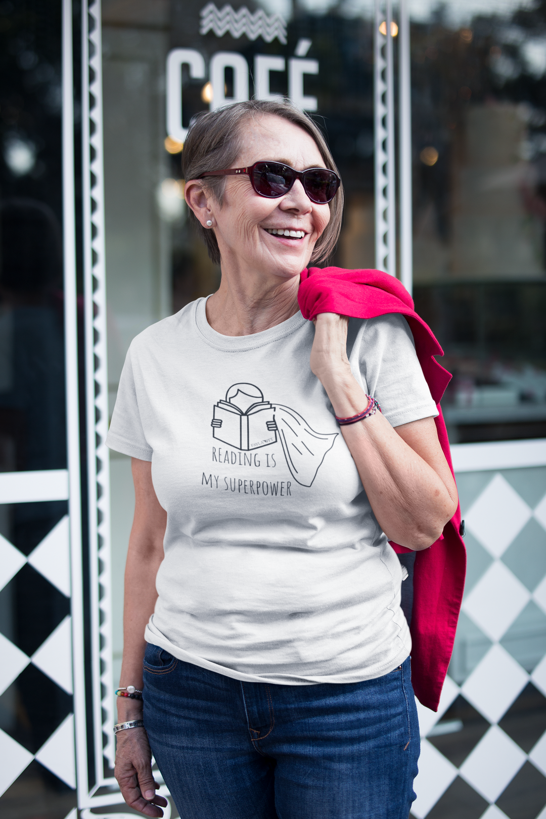 Reading Is My Superpower Women's Midweight Cotton Tee