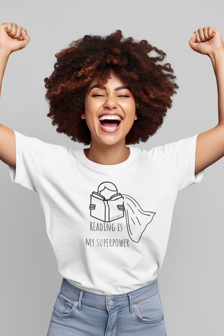 Reading Is My Superpower Women's Midweight Cotton Tee